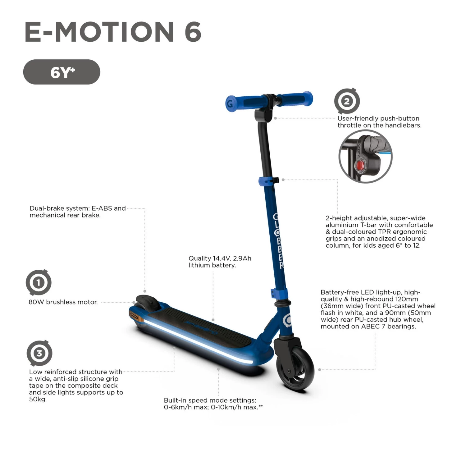 Globber E-motion 6 Kids Electric Scooter - Image 8