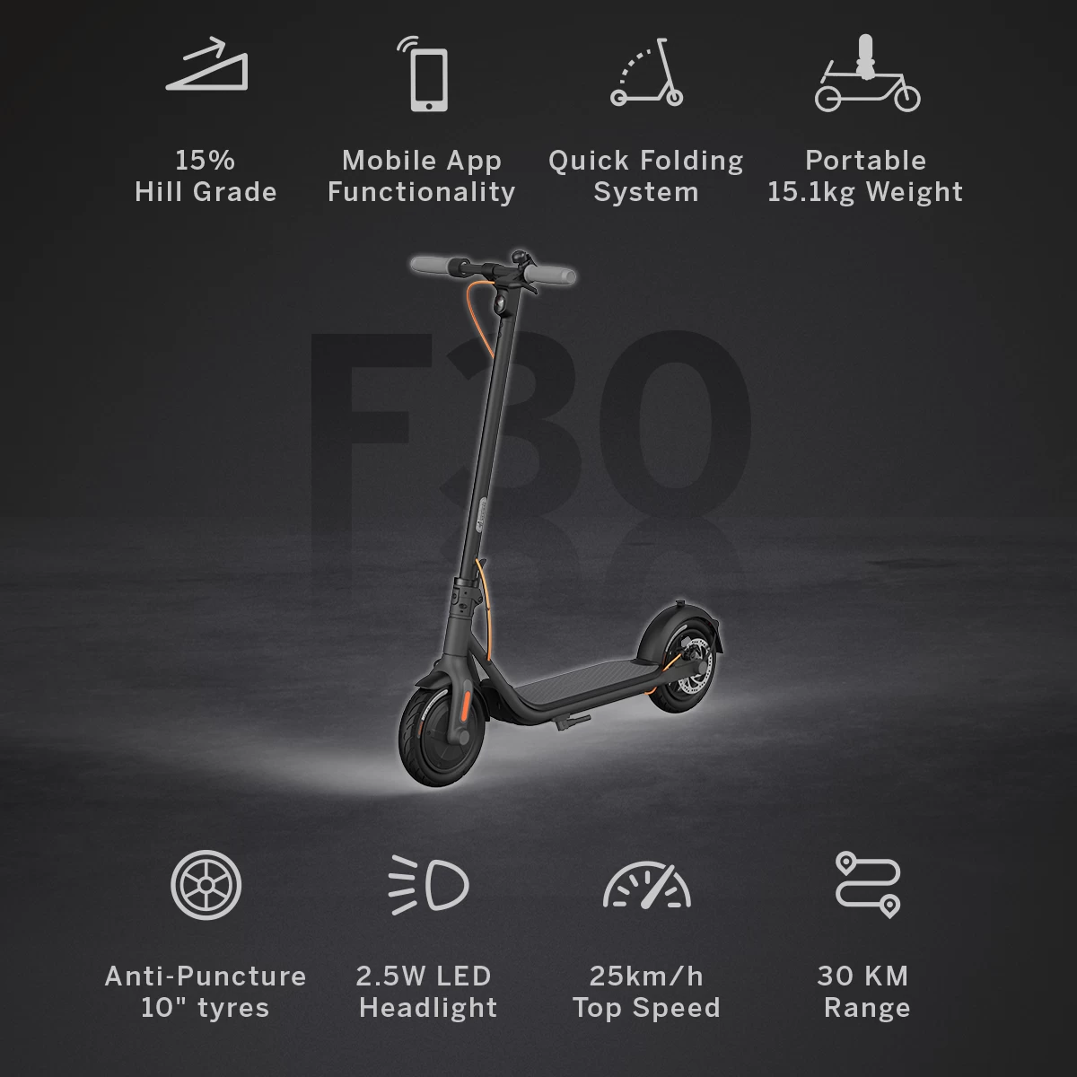 Segway Ninebot F30 Electric Scooter - Image 7